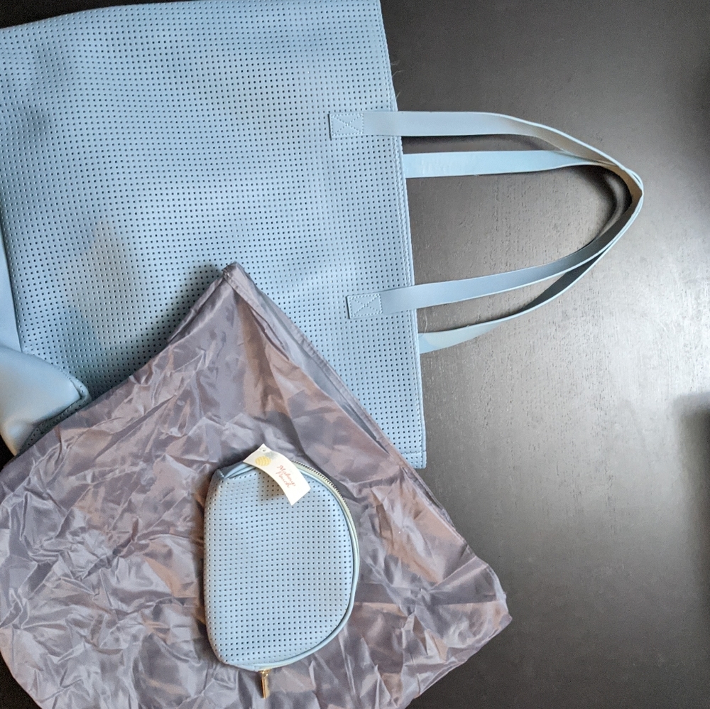 Perforated tote and makeup bag